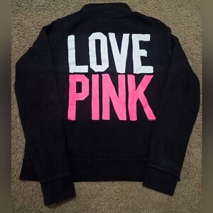 PINK Victoria's Secret Large Vintage Half Zip Spellout Sweatshirt
